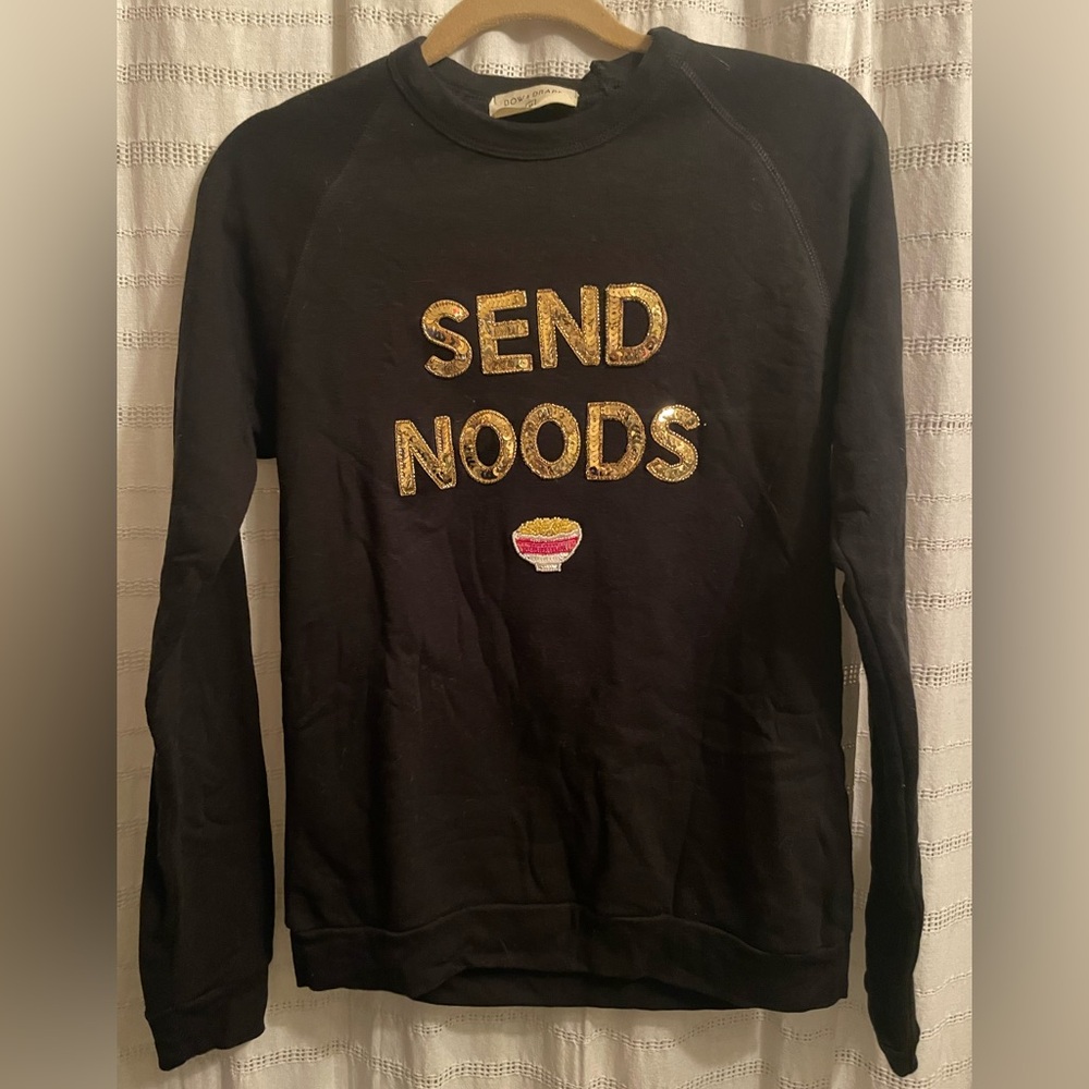 Bow & Drape Black Sweatshirt with Gold Accents